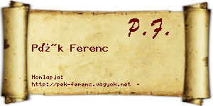Pék Ferenc névjegykártya