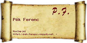 Pék Ferenc névjegykártya